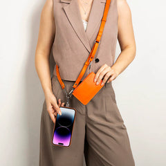 FlexGo PU Leather Phone Strap & Wallet Set – Clip-On Flex