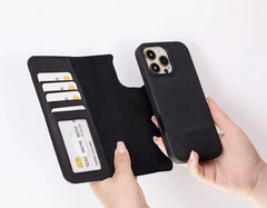 iPhone 16 Pro Leather Wallet Case Detachable RFID MagSafe – Liluri Series