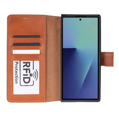 Samsung Galaxy Z Fold7 Genuine Leather Folio Wallet Case RFID – Wallet ID