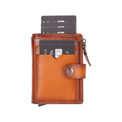 Rodos Pop-up Leather Card Holder – Genuine Leather Wallet for Everyday Carry | Minimal & Handcrafted