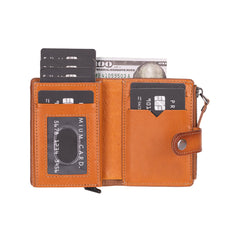 Rodos Pop-up Leather Card Holder – Genuine Leather Wallet for Everyday Carry | Minimal & Handcrafted