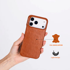 iPhone 17 Pro Max Full-Grain Leather Slim Case MagSafe – Ultimate Jacket Series