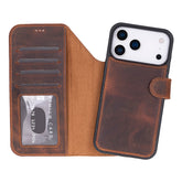 Magic iPhone 17 Pro Max Leather Detachable Wallet Case Saddle Brown 2