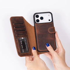 iPhone 17 Pro Max Leather Wallet Case Detachable RFID MagSafe – Magic Series