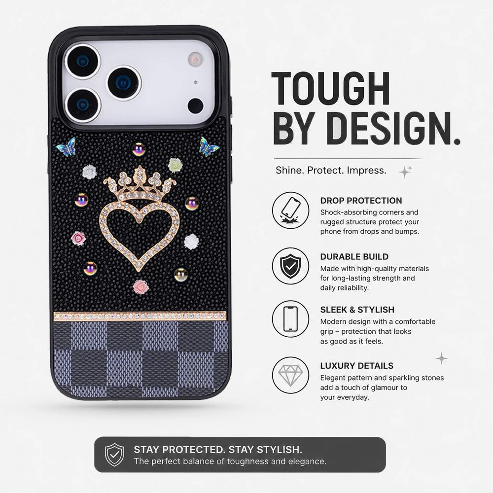Vissel Heart Crystal Luxury Case for iPhone 17 Pro
