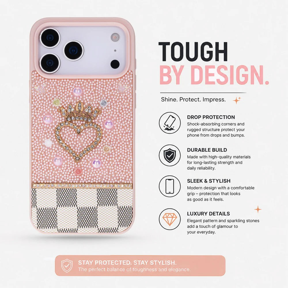 Vissel Heart Crystal Luxury Case for iPhone 17 Pro
