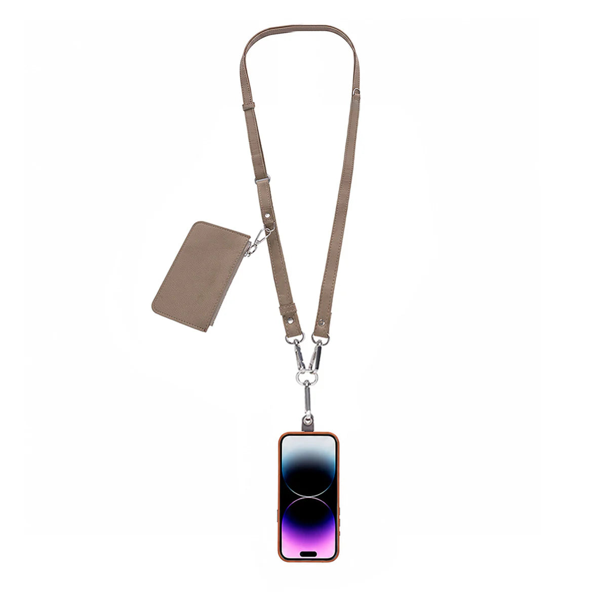 FlexGo PU Leather Phone Strap & Wallet Set – Clip-On Flex