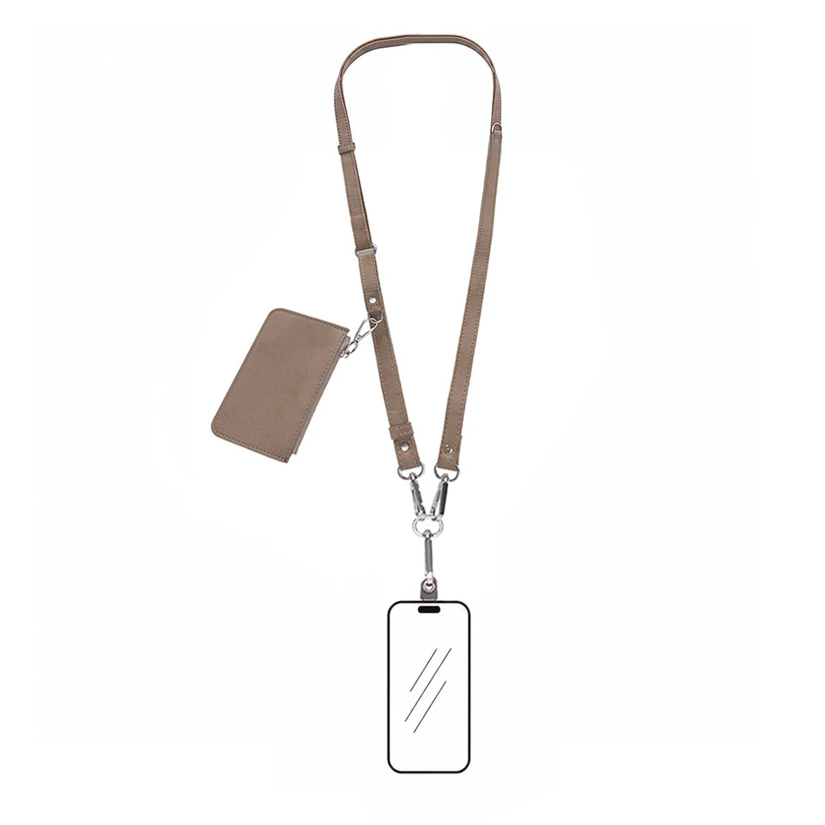 FlexGo PU Leather Phone Strap & Wallet Set – Clip-On Flex