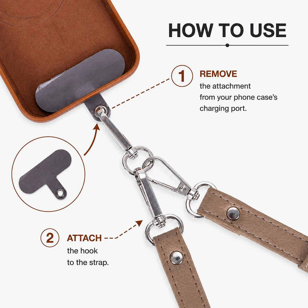 FlexGo PU Leather Phone Strap & Wallet Set – Clip-On Flex