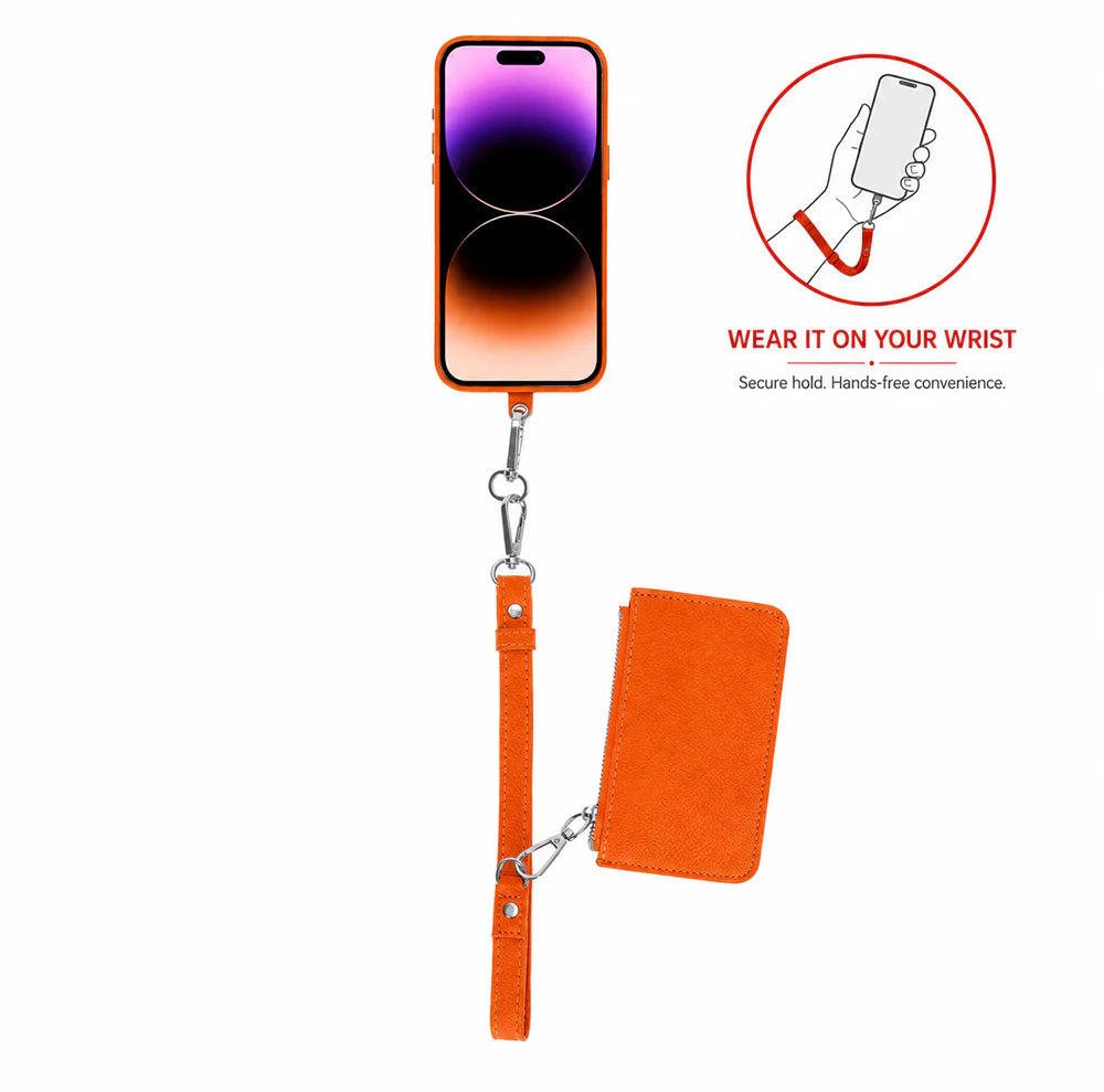 FlexGo PU Leather Phone Strap & Wallet Set – Clip-On Flex
