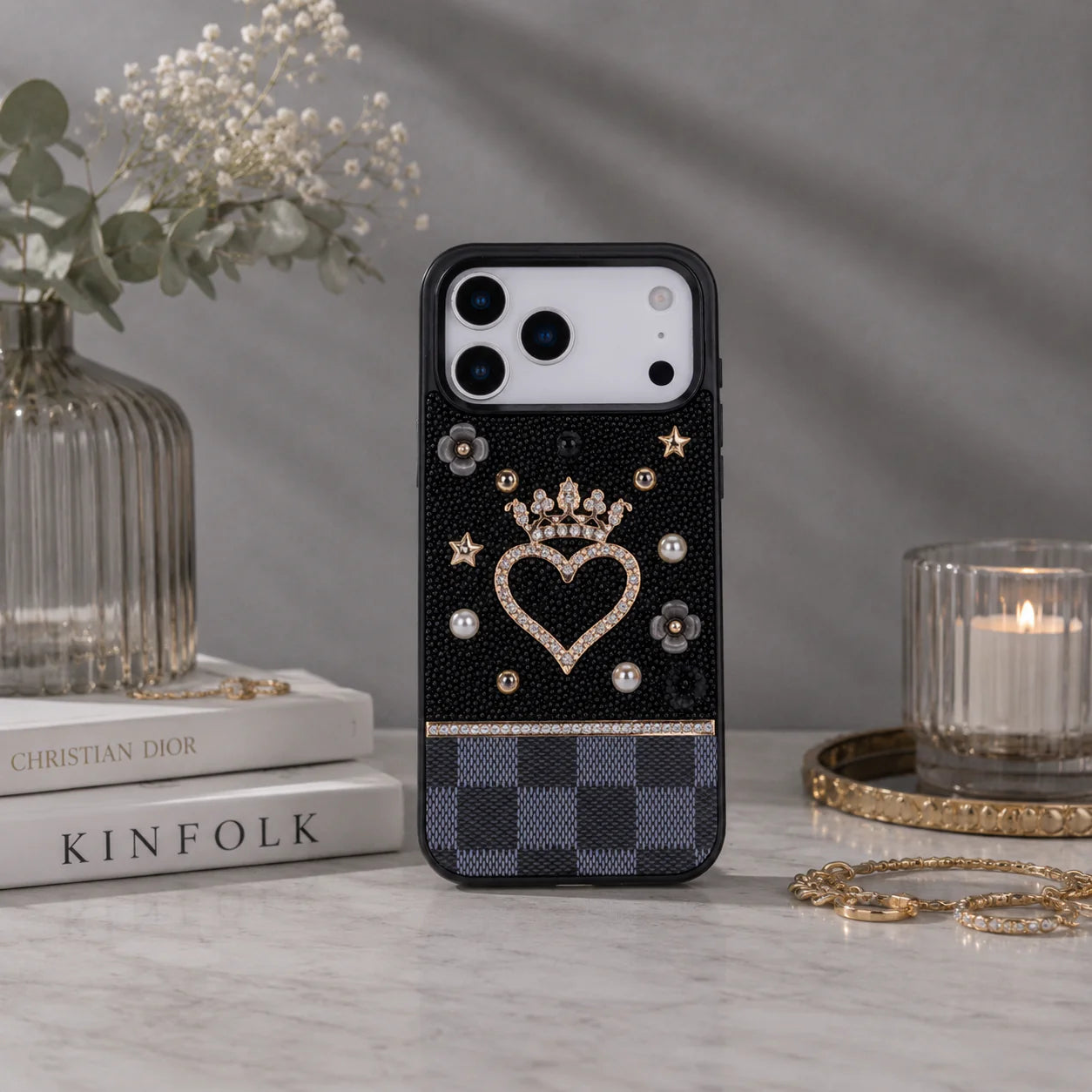 Vissel Heart Crystal Luxury Case for iPhone 17 Pro Max