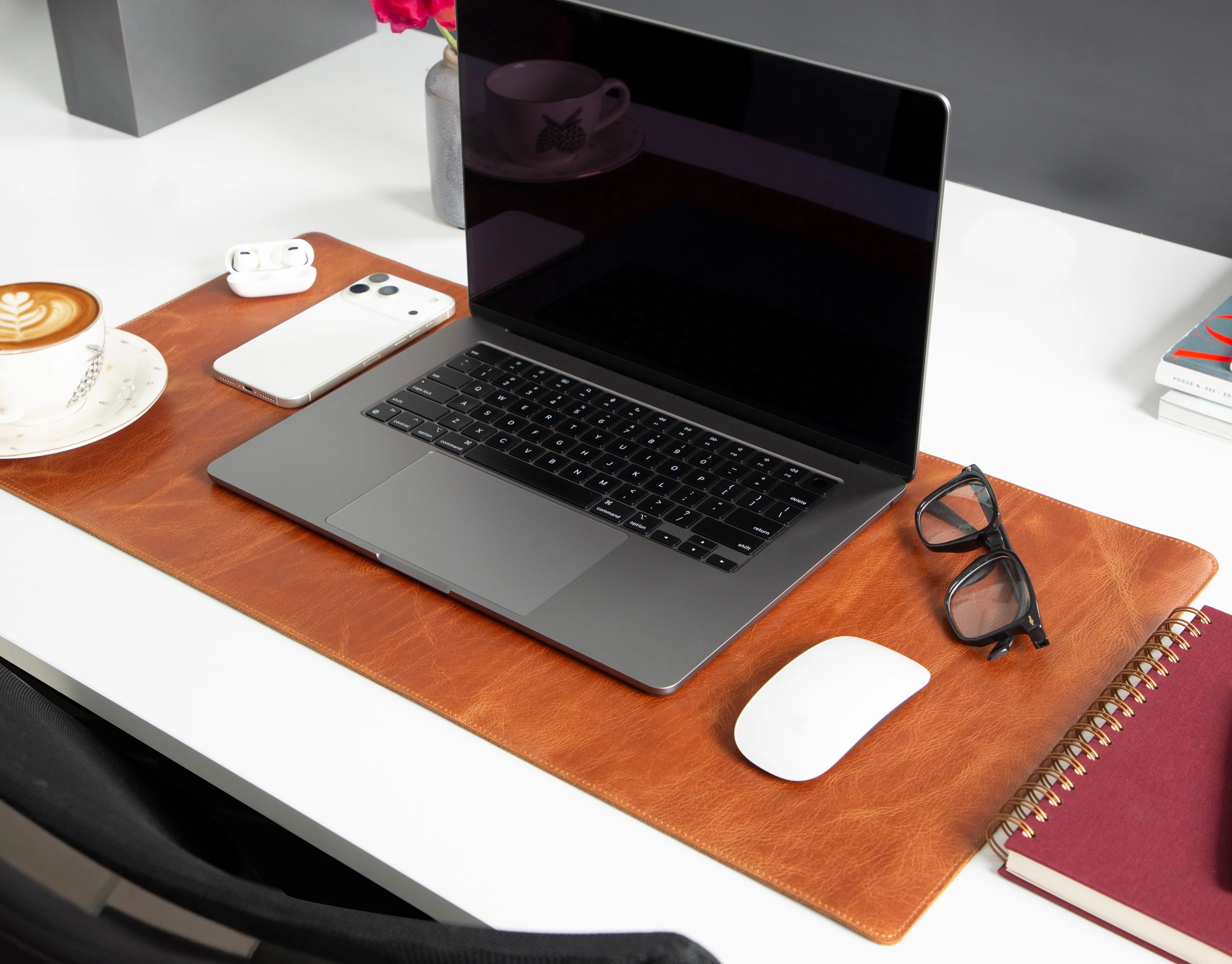 Lined Leather Desk Mat Small Size
