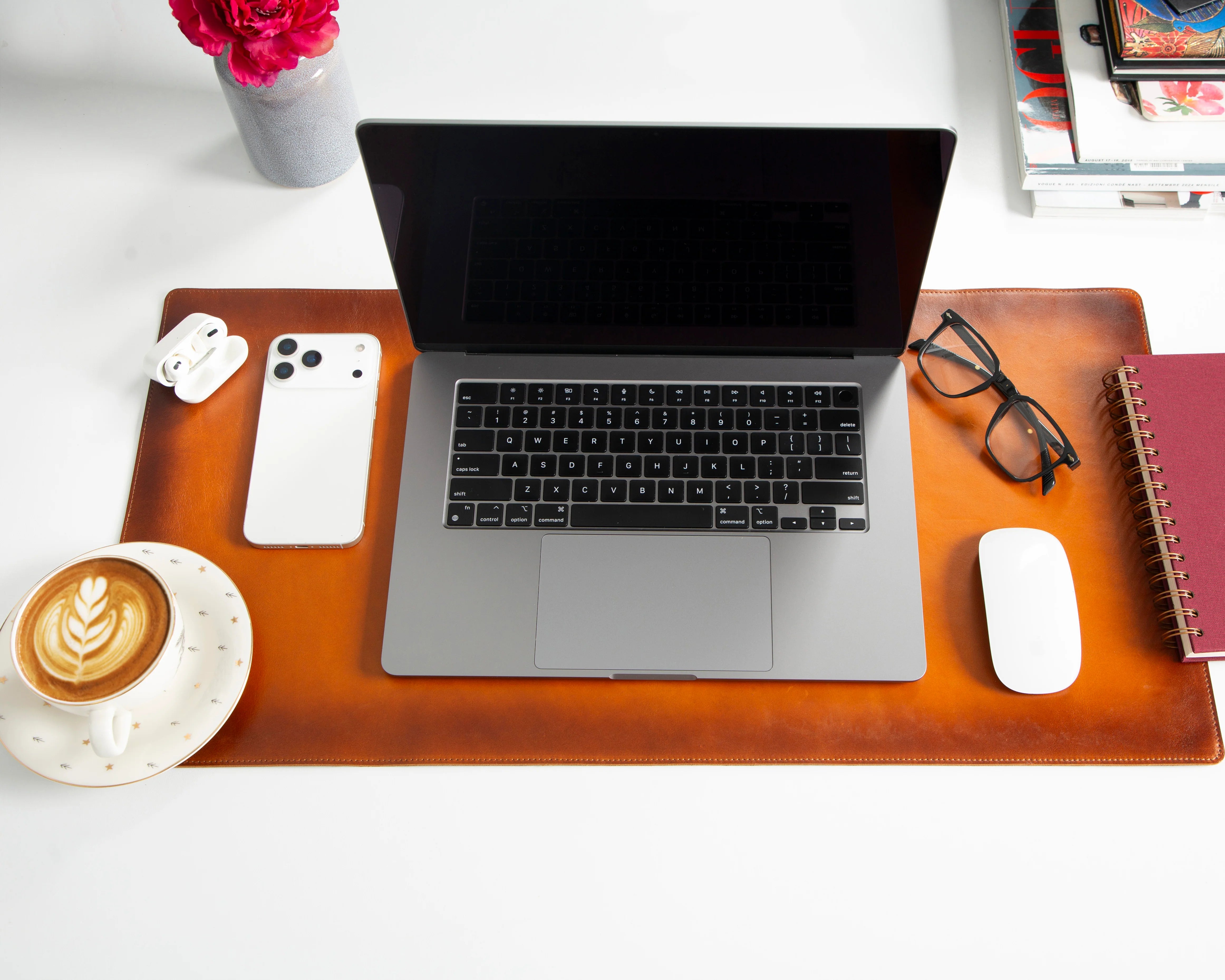 Lined Leather Desk Mat Small Size