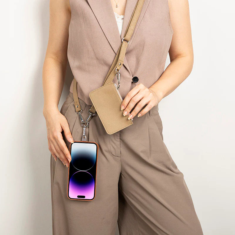 FlexGo PU Leather Phone Strap & Wallet Set – Clip-On Flex