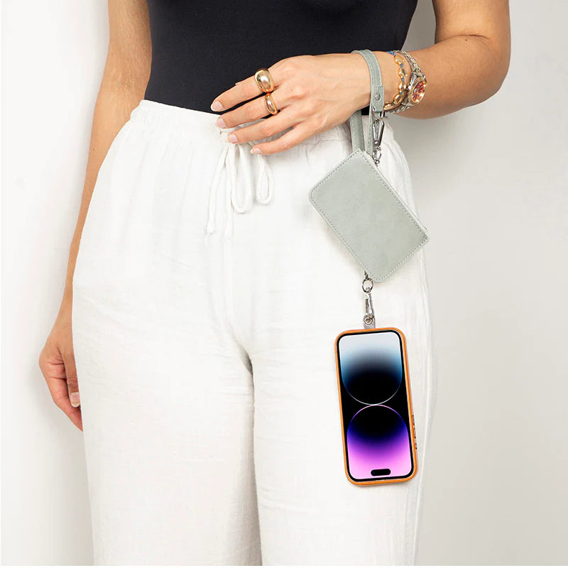 FlexGo PU Leather Phone Strap & Wallet Set – Clip-On Flex