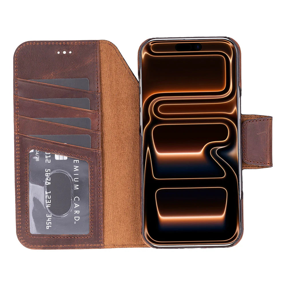 Elite Magic iPhone 17 Pro Leather Detachable Wallet Case
