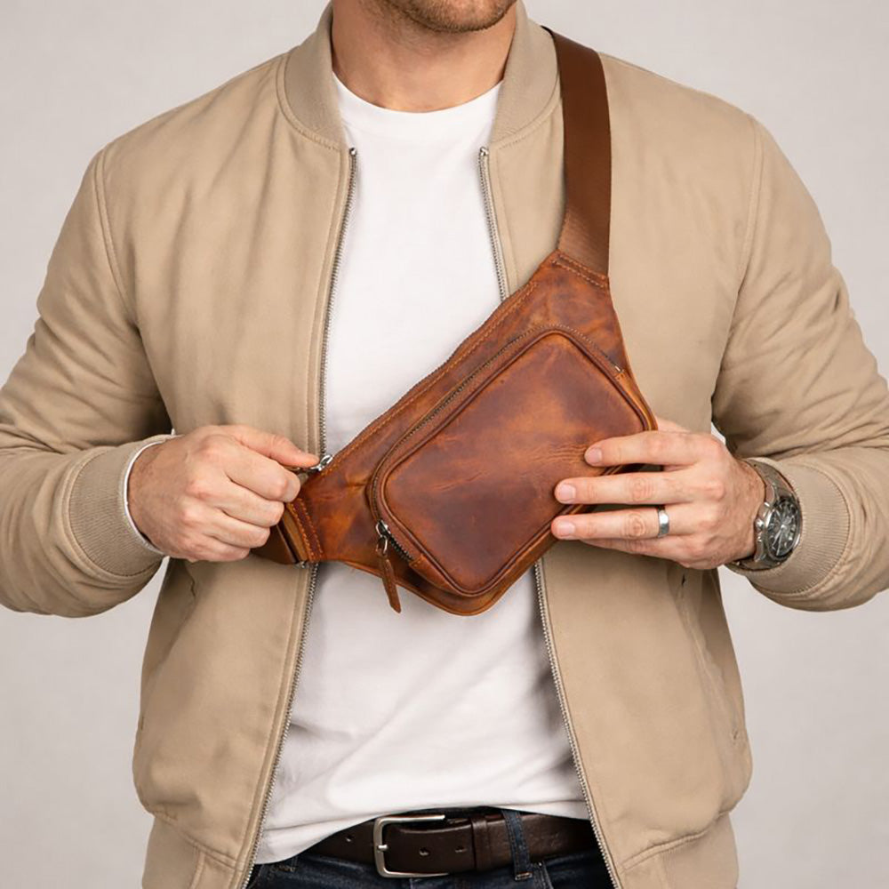 Apex Leather Waist Bag – Genuine Leather Crossbody & Waist Bag for Everyday Use | Minimal & Handcrafted