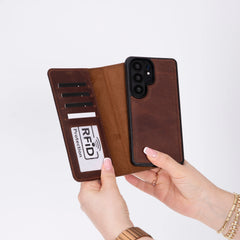 Magic Samsung Galaxy S26 Ultra Detachable Leather Wallet Case – Genuine Leather Phone Case for Everyday Carry | Minimal & Handcrafted