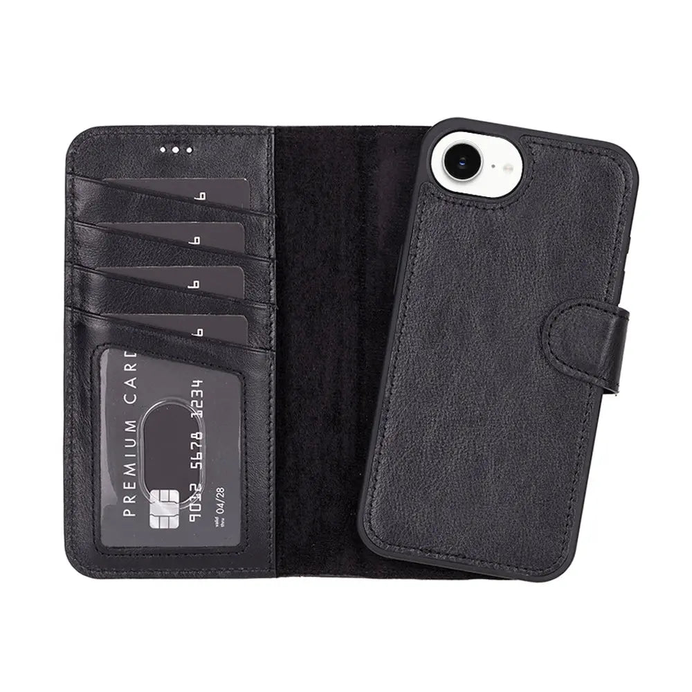 iPhone 16E Leather Wallet Case Detachable RFID – Magic Series