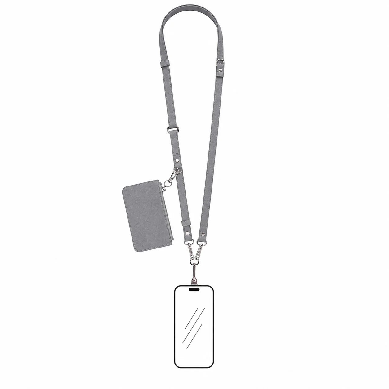 FlexGo PU Leather Phone Strap & Wallet Set – Clip-On Flex