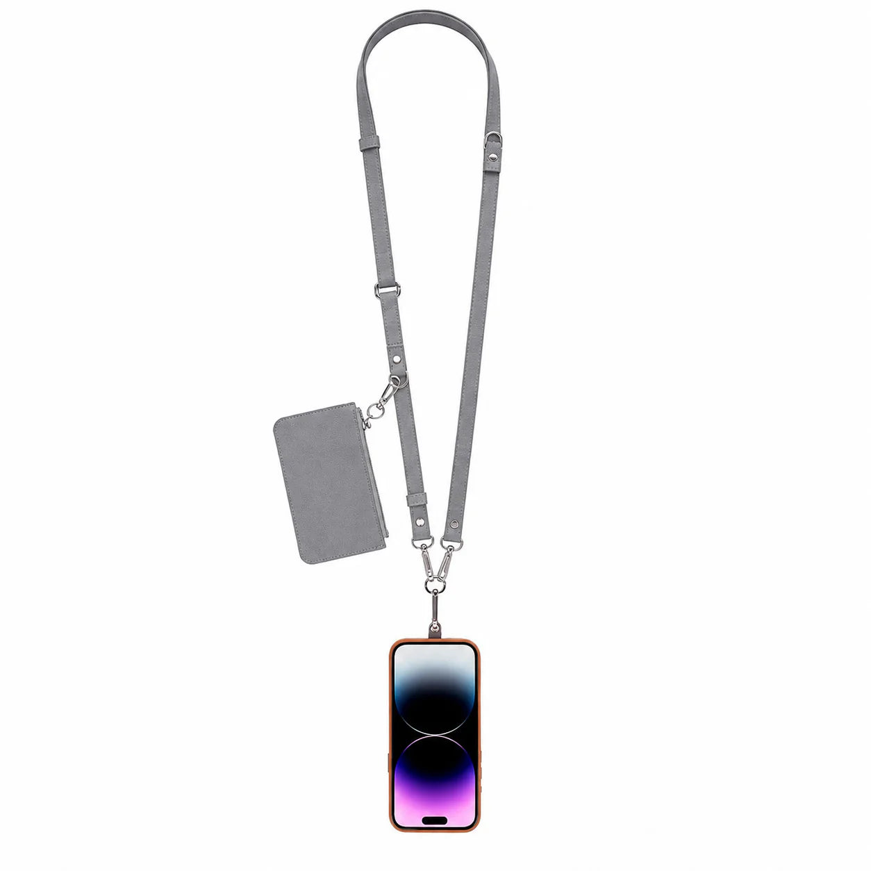 FlexGo PU Leather Phone Strap & Wallet Set – Clip-On Flex