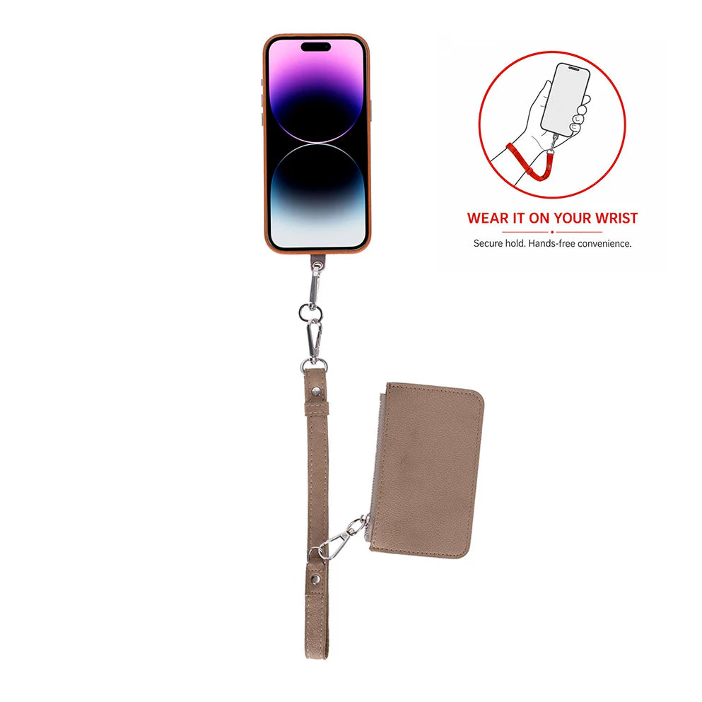 FlexGo PU Leather Phone Strap & Wallet Set – Clip-On Flex