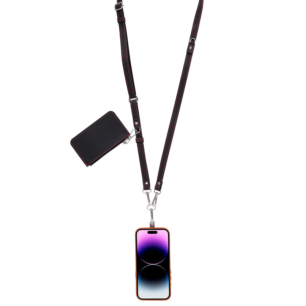 FlexGo PU Leather Phone Strap & Wallet Set – Clip-On Flex