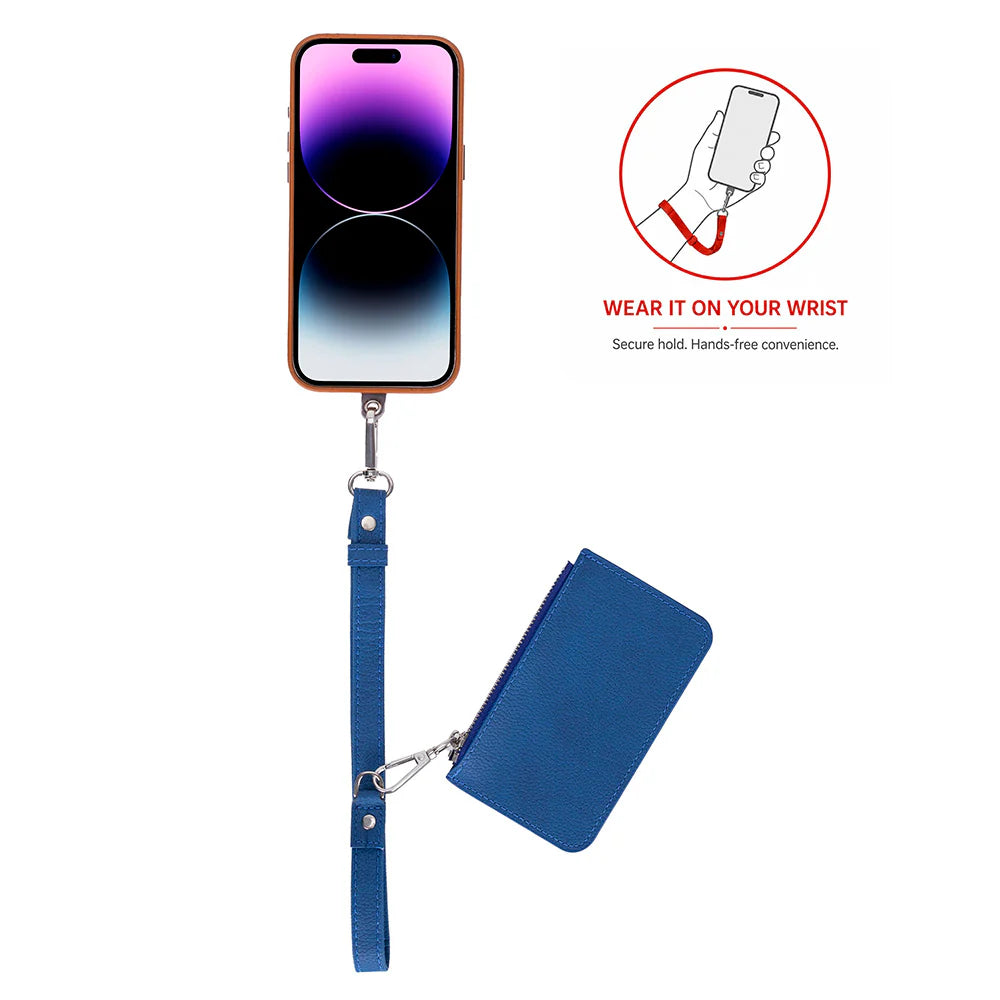 FlexGo PU Leather Phone Strap & Wallet Set – Clip-On Flex