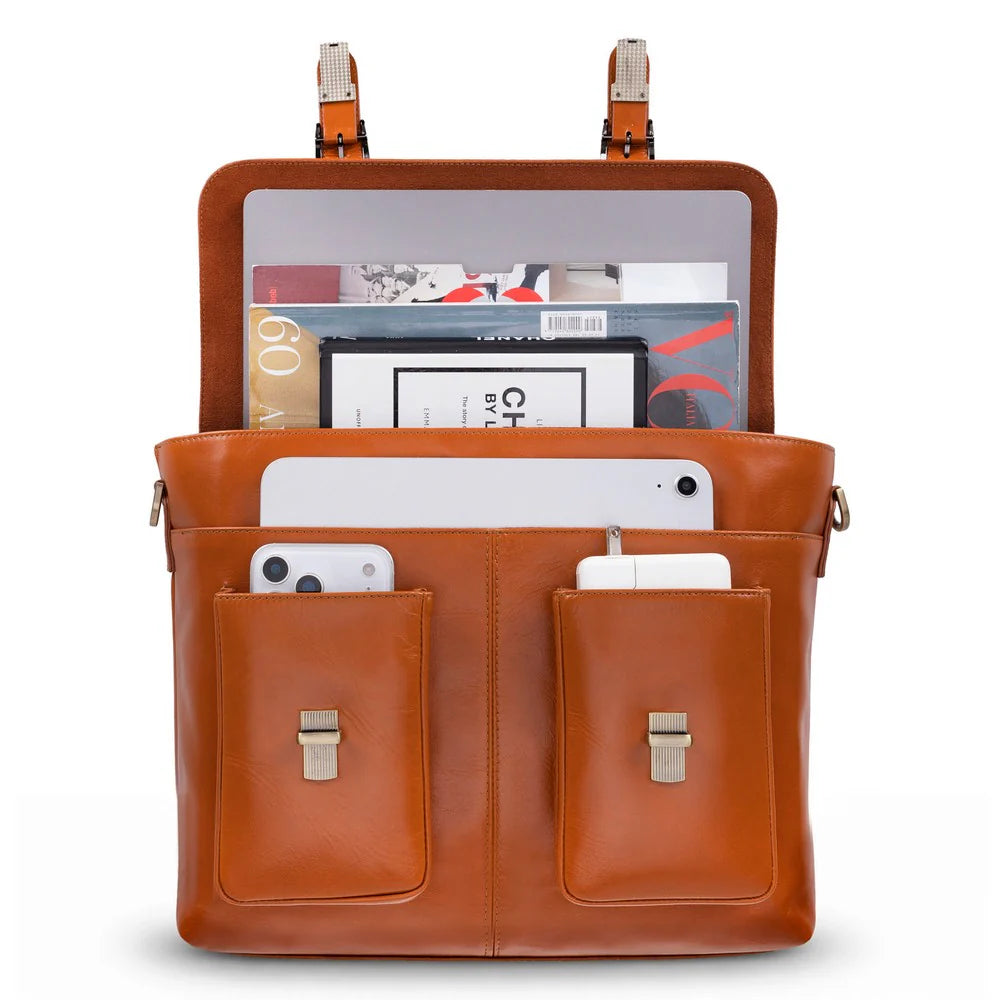 Olympus Leather Business Briefcase / Laptop Case