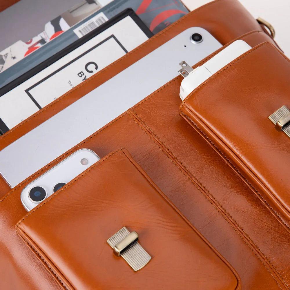 Olympus Leather Business Briefcase / Laptop Case