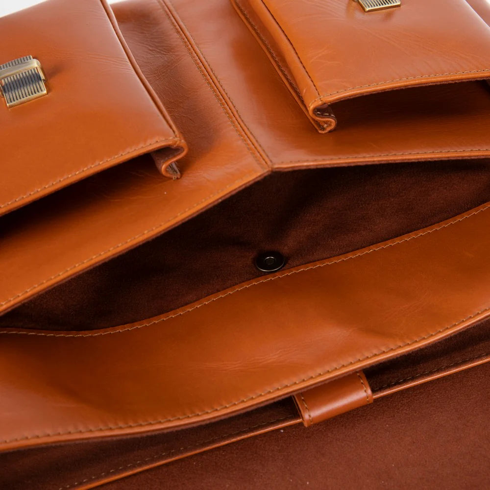 Olympus Leather Business Briefcase / Laptop Case