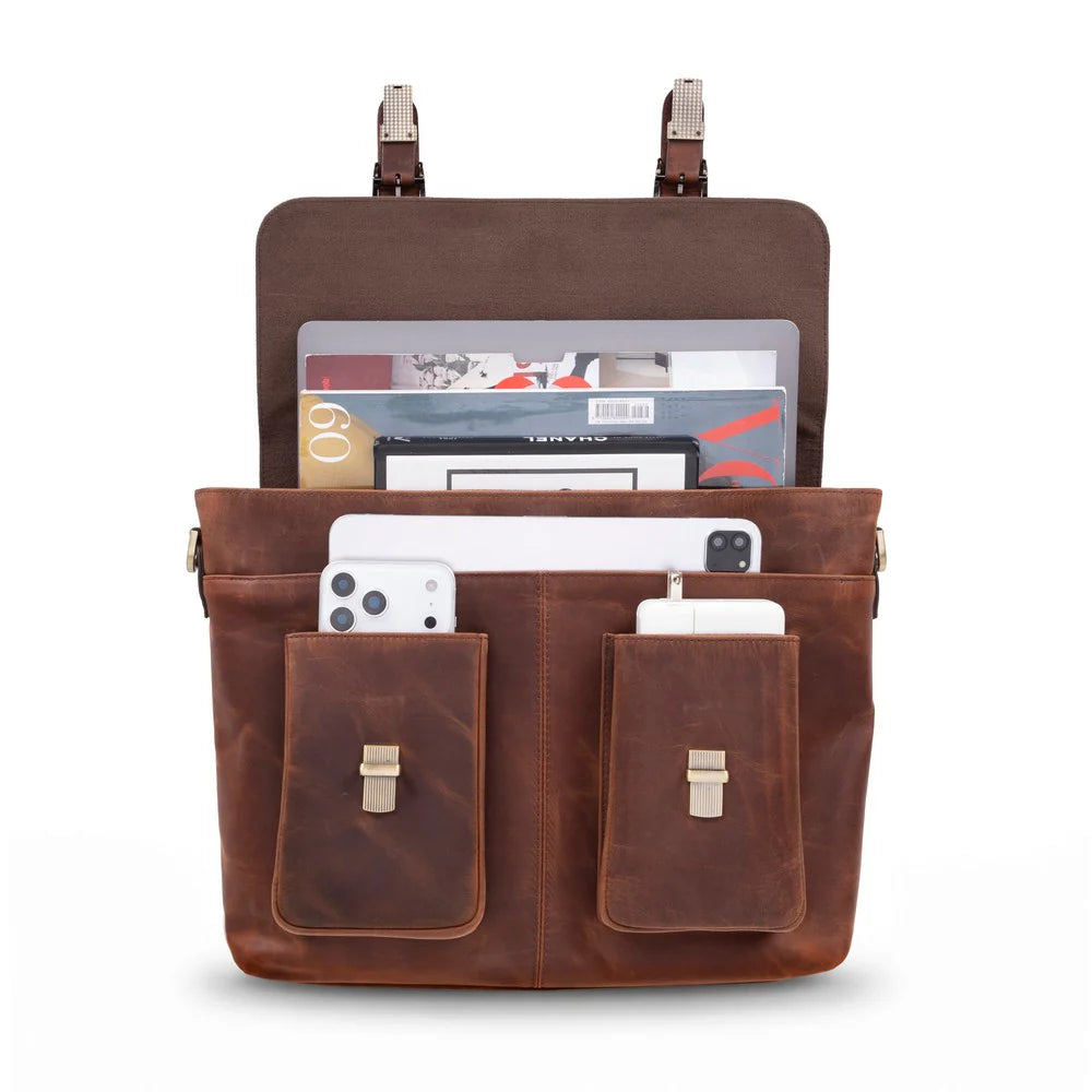Olympus Leather Business Briefcase / Laptop Case