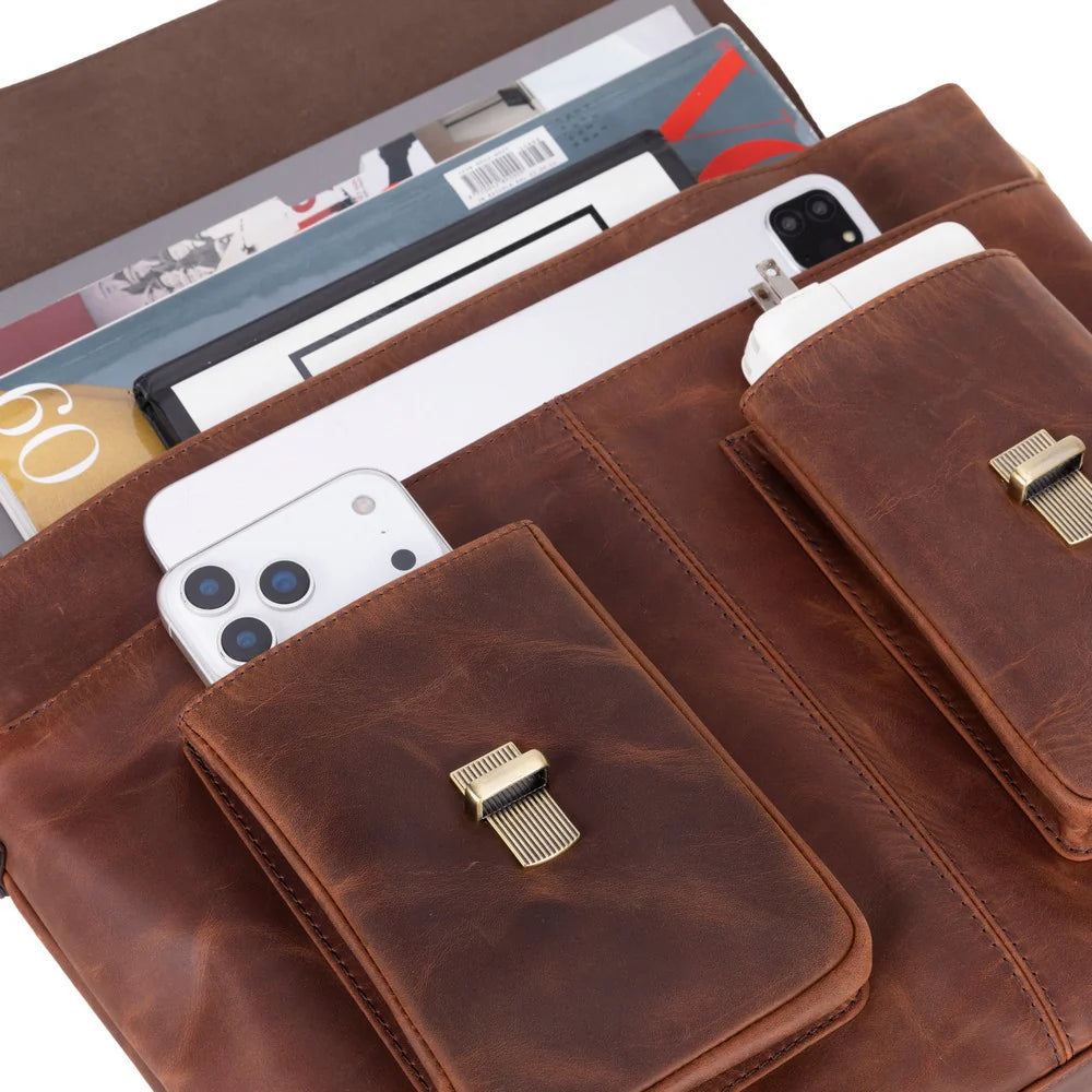 Olympus Leather Business Briefcase / Laptop Case