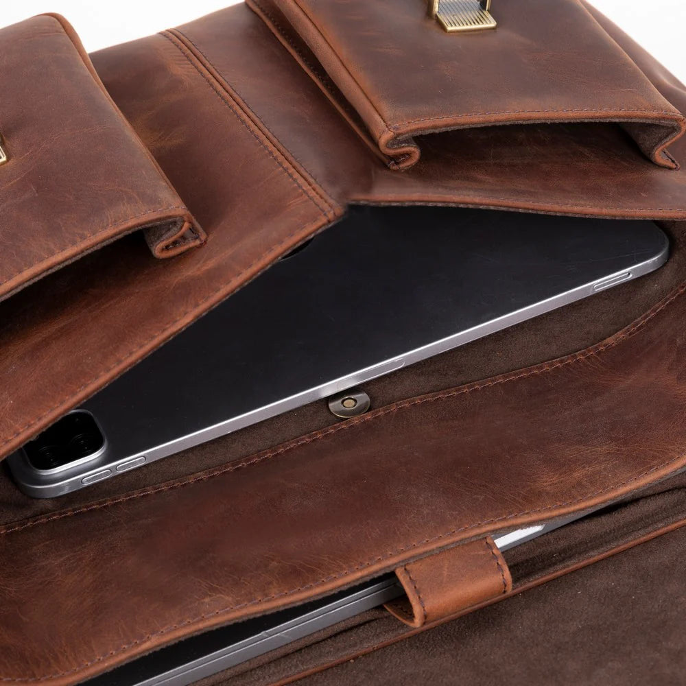 Olympus Leather Business Briefcase / Laptop Case
