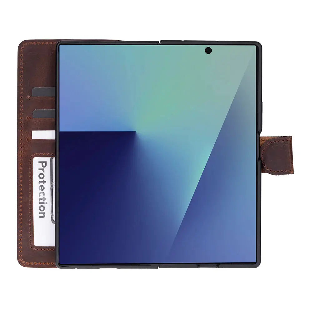Samsung Galaxy Z Fold7 Genuine Leather Folio Wallet Case RFID – Wallet ID