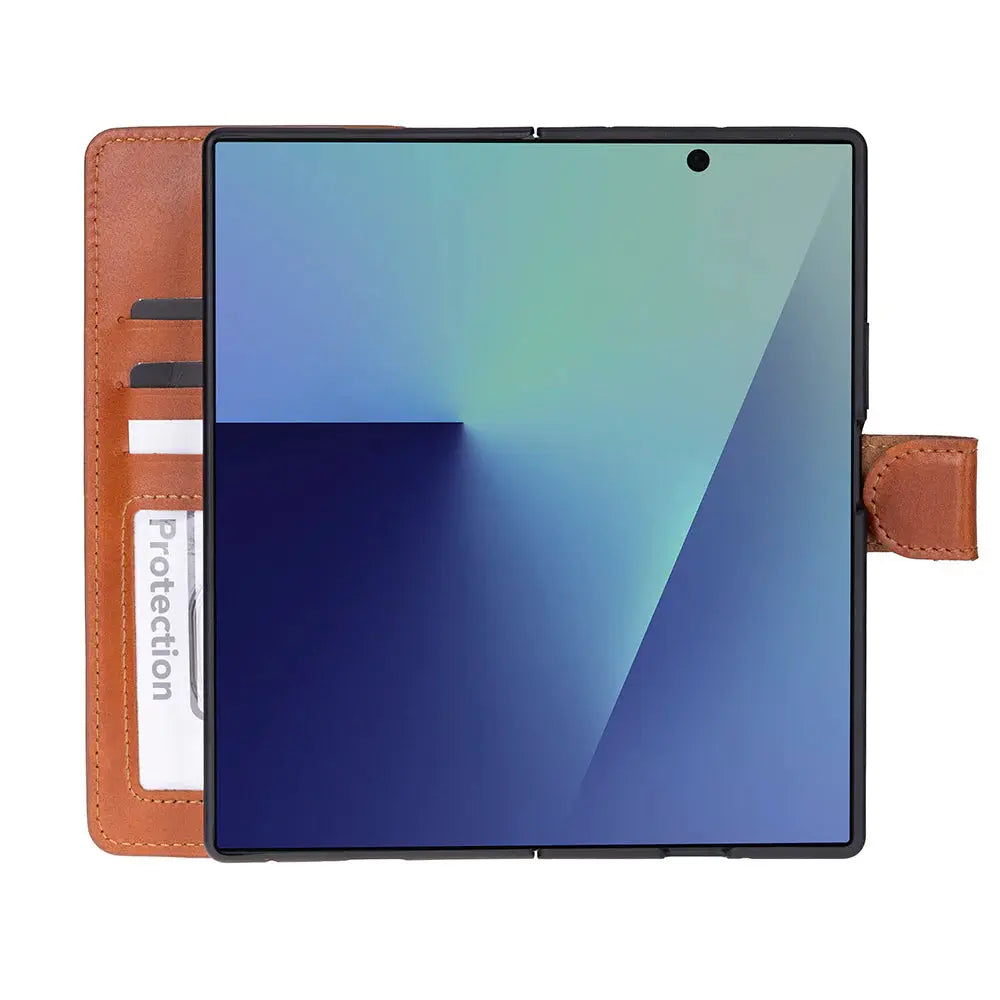 Samsung Galaxy Z Fold7 Genuine Leather Folio Wallet Case RFID – Wallet ID
