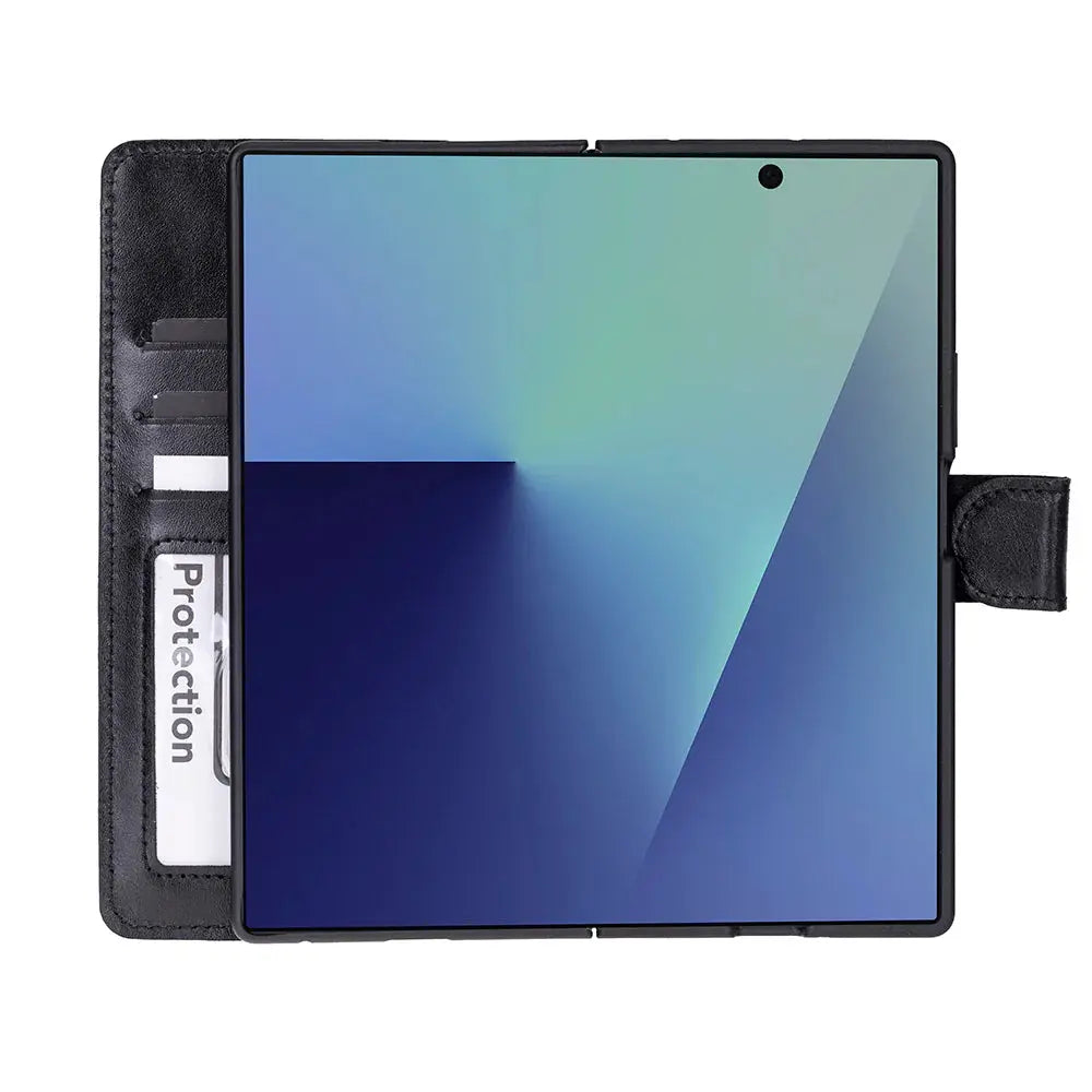 Samsung Galaxy Z Fold7 Genuine Leather Folio Wallet Case RFID – Wallet ID