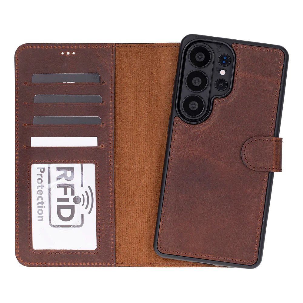 Magic Samsung Galaxy S26 Ultra Detachable Leather Wallet Case – Genuine Leather Phone Case for Everyday Carry | Minimal & Handcrafted