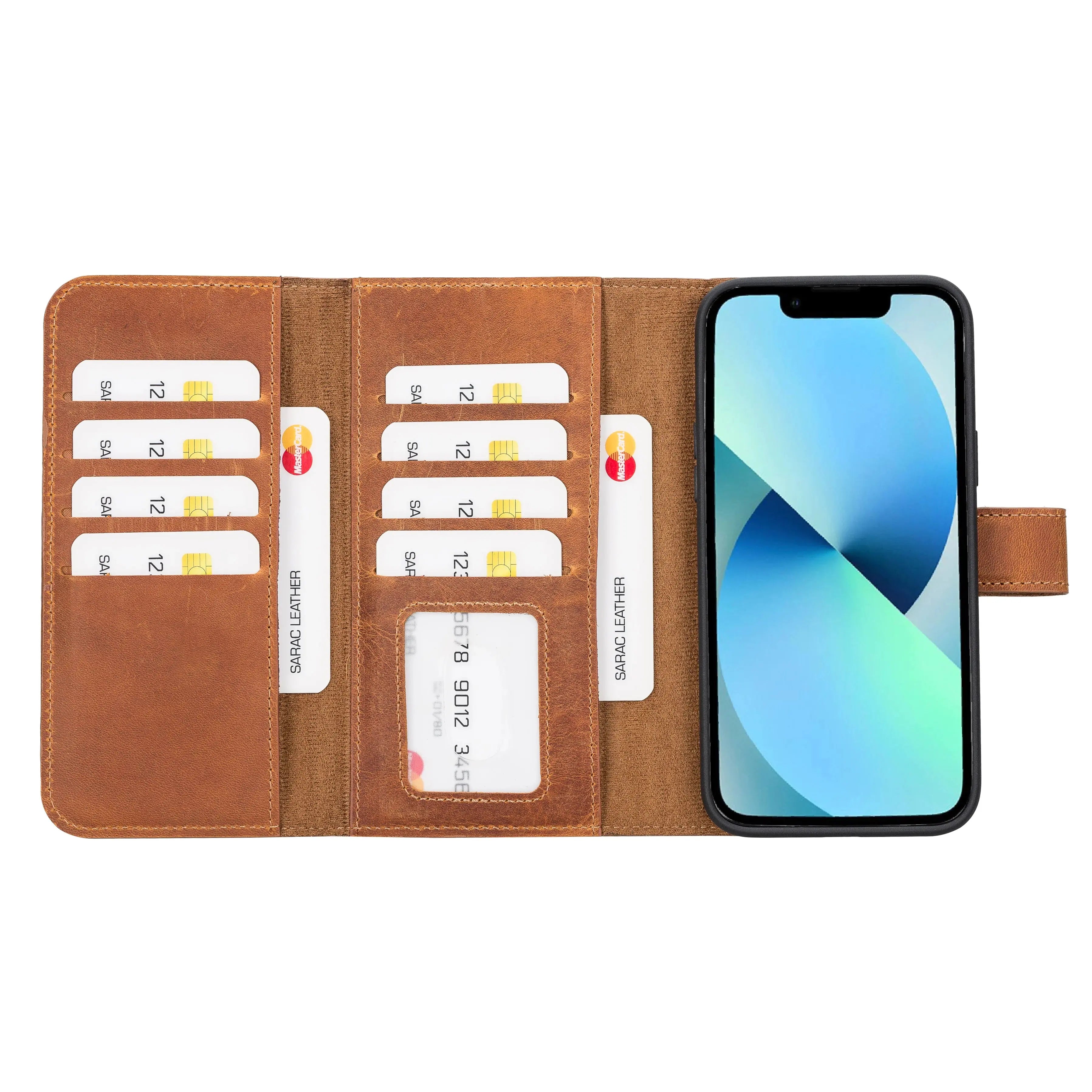 iPhone 14 Plus Leather Wallet Case Detachable RFID – Santa