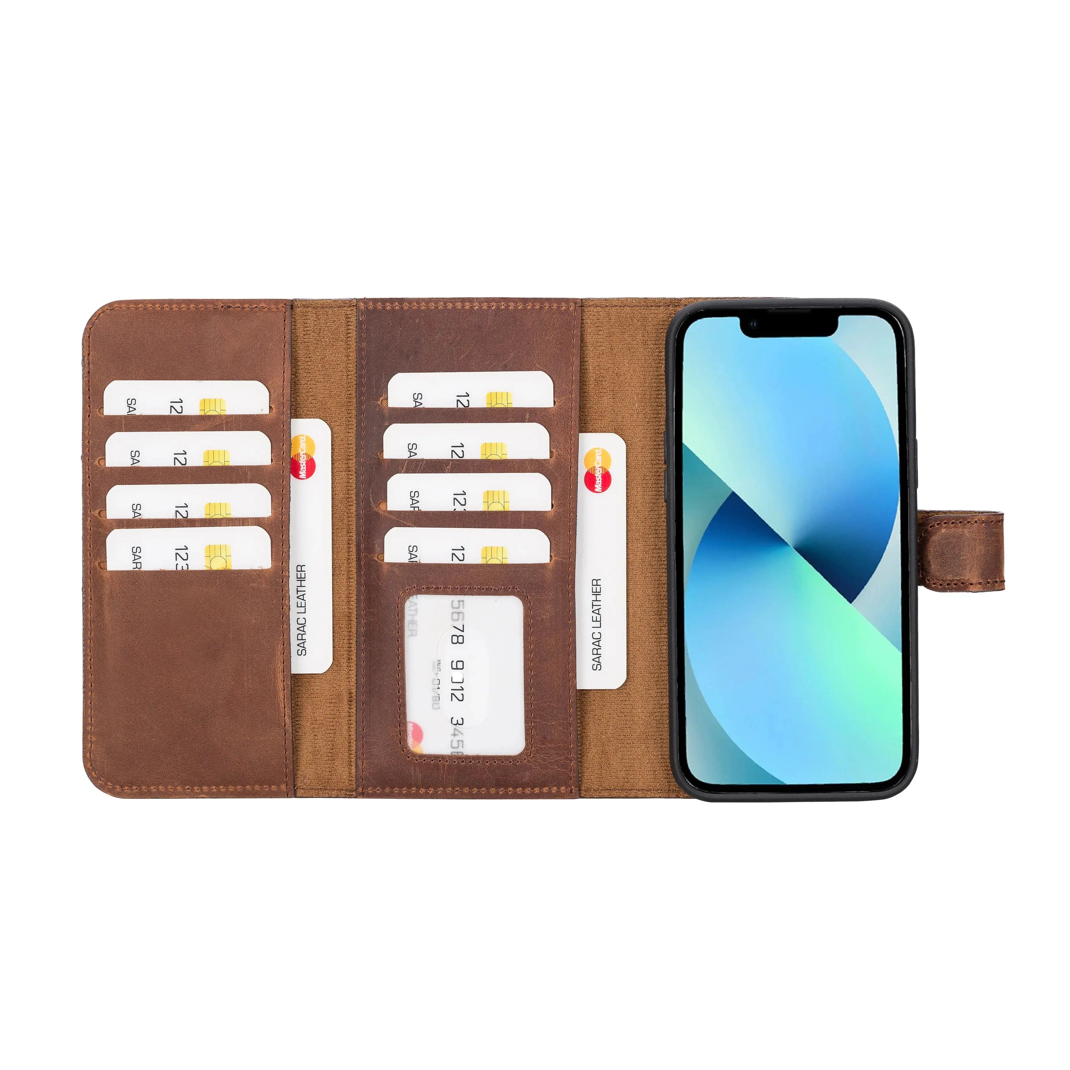 iPhone 14 Plus Leather Wallet Case Detachable RFID – Santa
