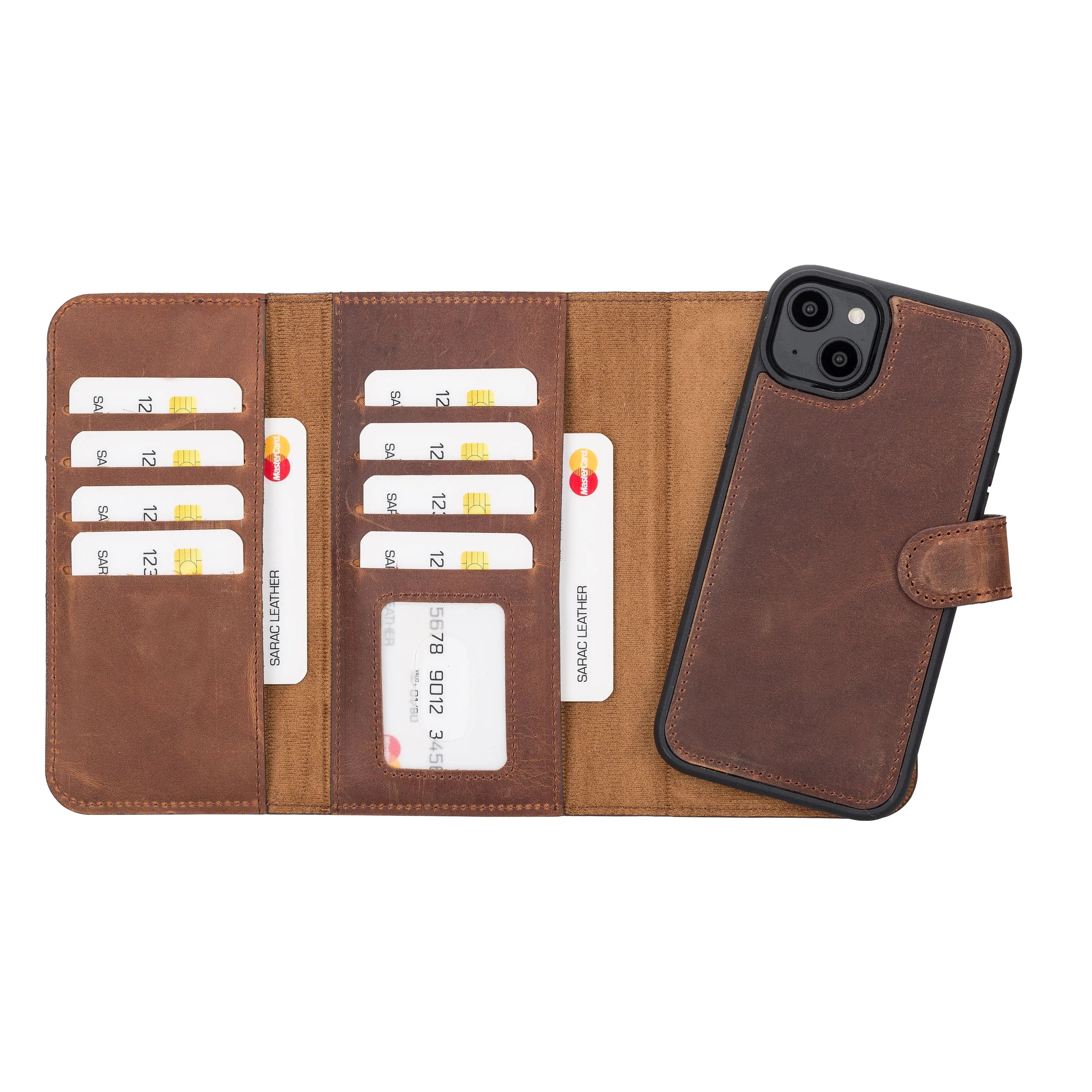 iPhone 14 Plus Leather Wallet Case Detachable RFID – Santa