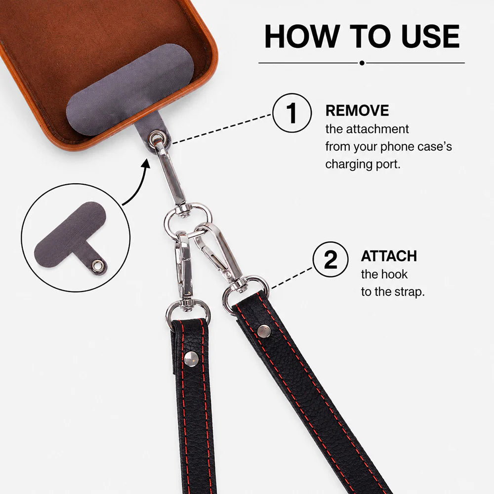 FlexGo PU Leather Phone Strap & Wallet Set – Clip-On Flex