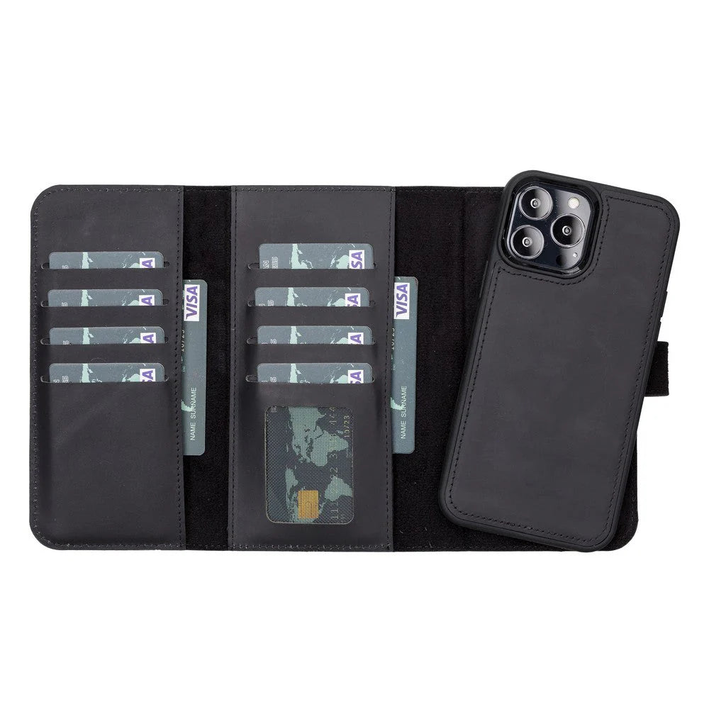 iPhone 13 Pro Max Leather Wallet Case Detachable RFID – Santa