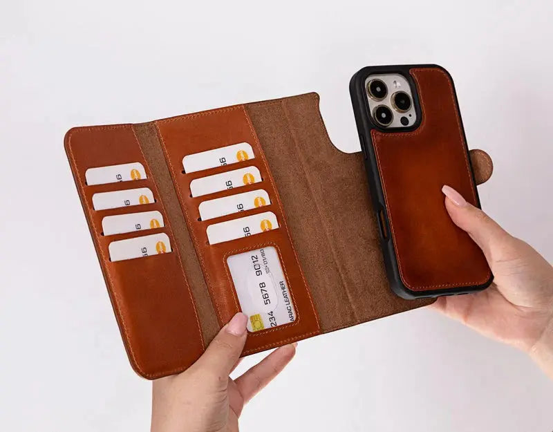 iPhone 16 Pro Leather Wallet Case Detachable RFID MagSafe – Santa Series
