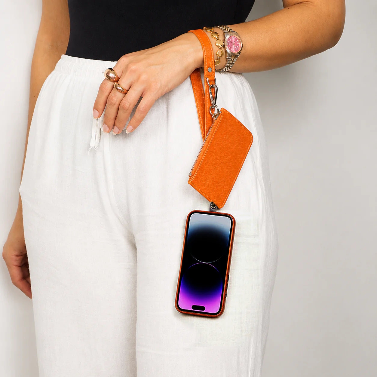 FlexGo PU Leather Phone Strap & Wallet Set – Clip-On Flex