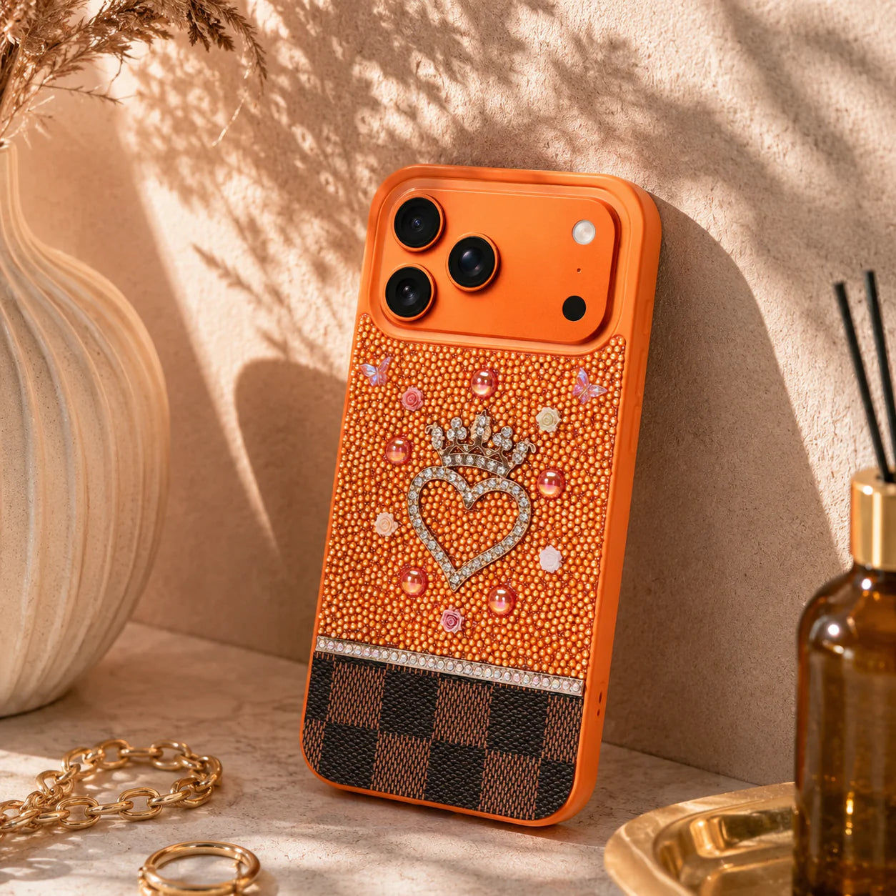 Vissel Heart Crystal Luxury Case for iPhone 17 Pro